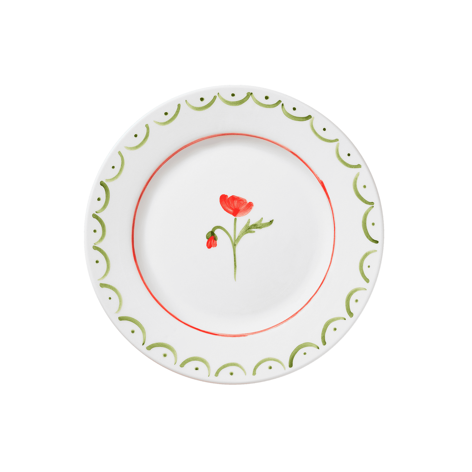 Cottage Flower Salad plate - Poppy Red 22 cm