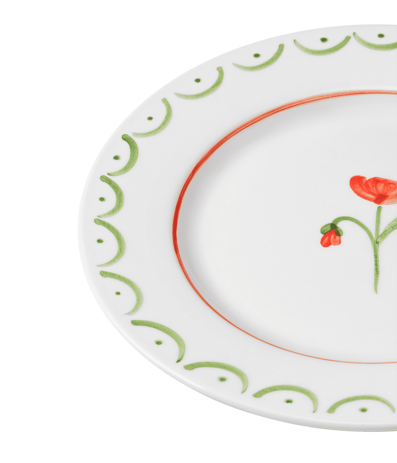 Cottage Flower Salad plate - Poppy Red 22 cm