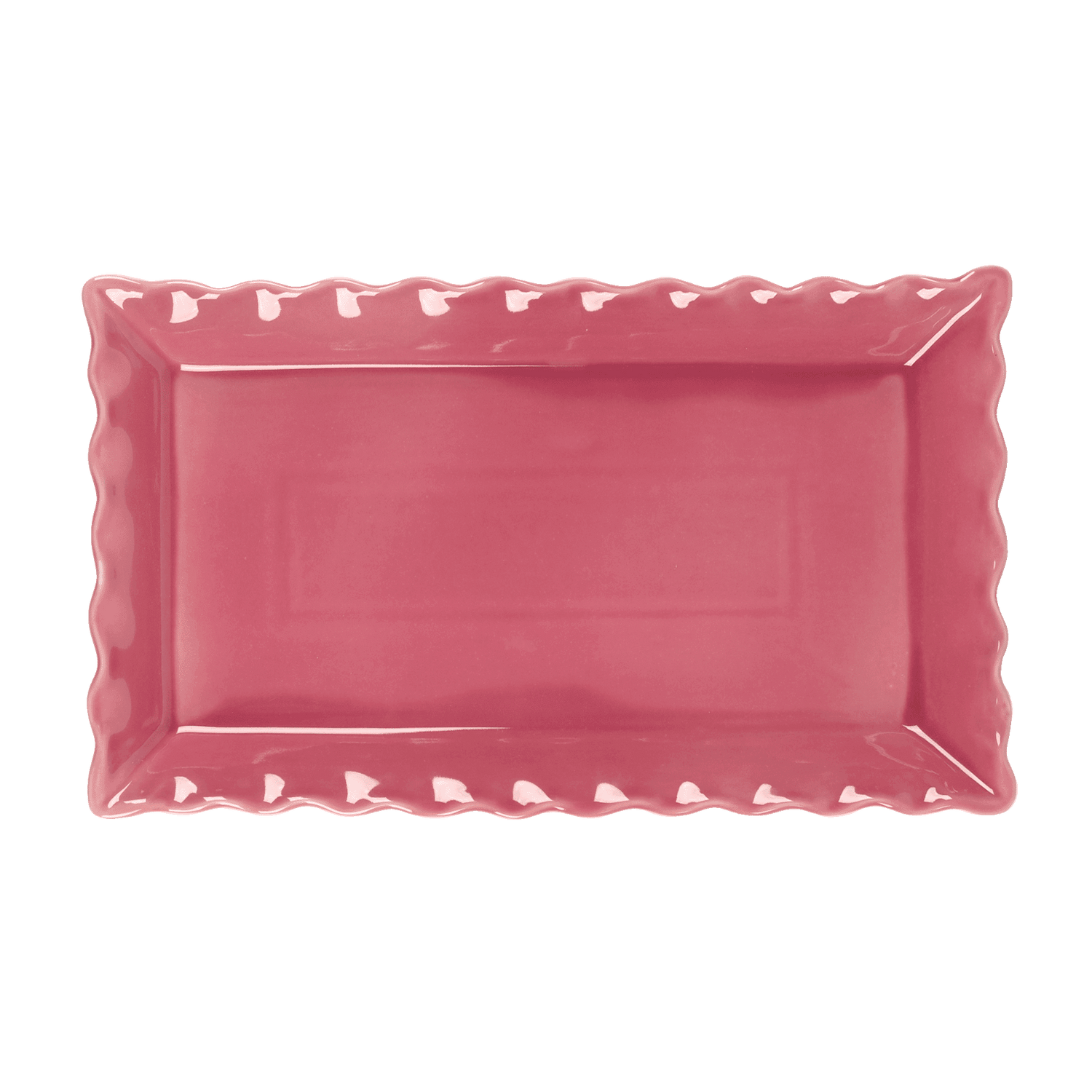 Frill serving plate - Dark pink 45x26 cm