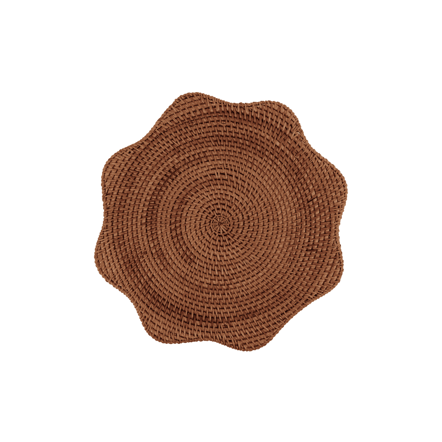 Scallop Rattan Placemat Dark brown - 36 cm