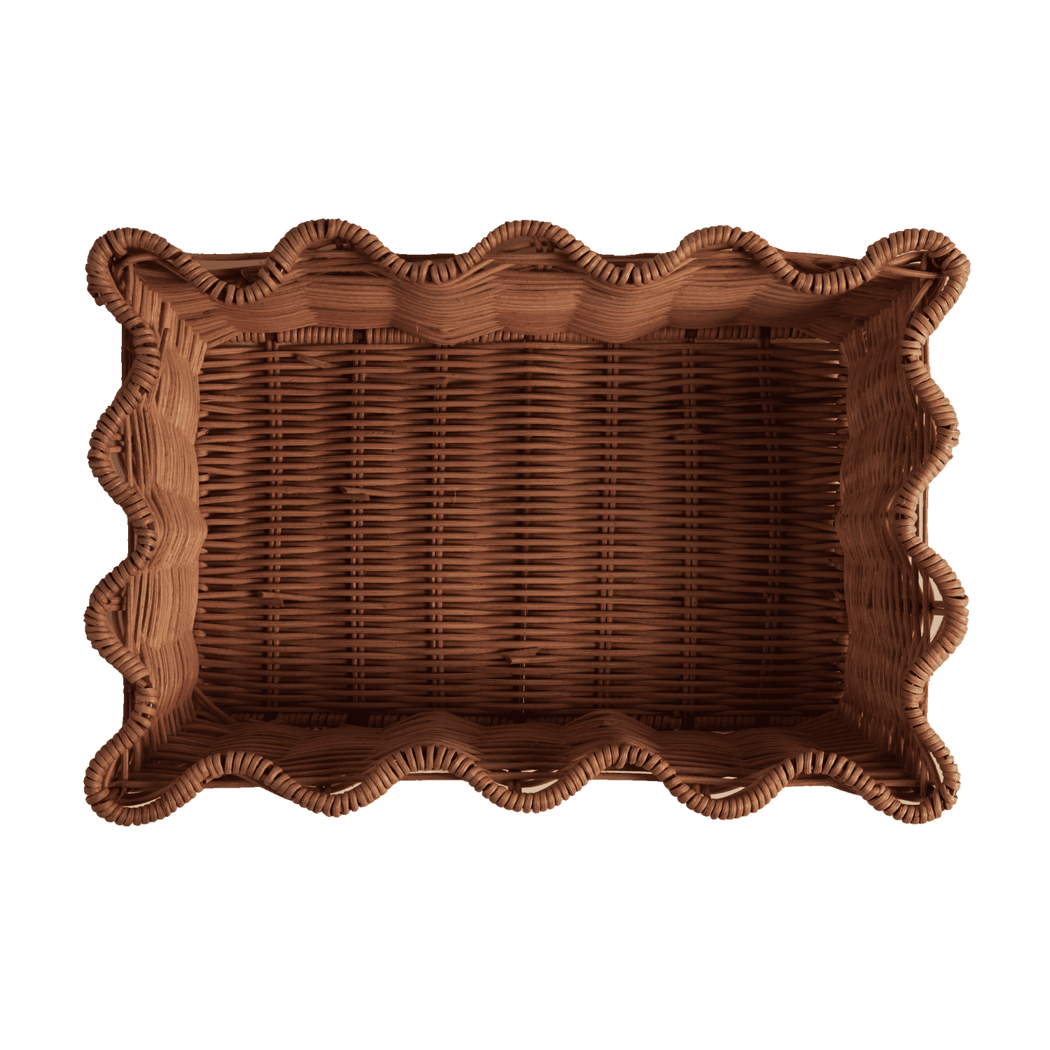 Scallop Rattan Basket - Dark brown 20x30 cm